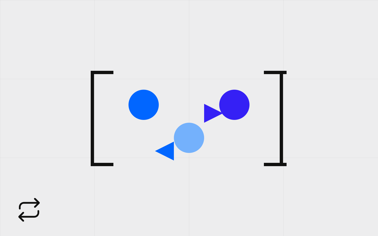 Abstract brackets with shuffled dots
